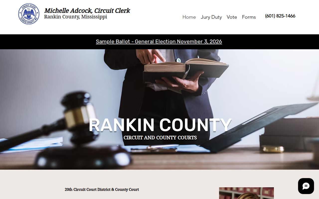Rankin County Circuit Clerk official court contact page