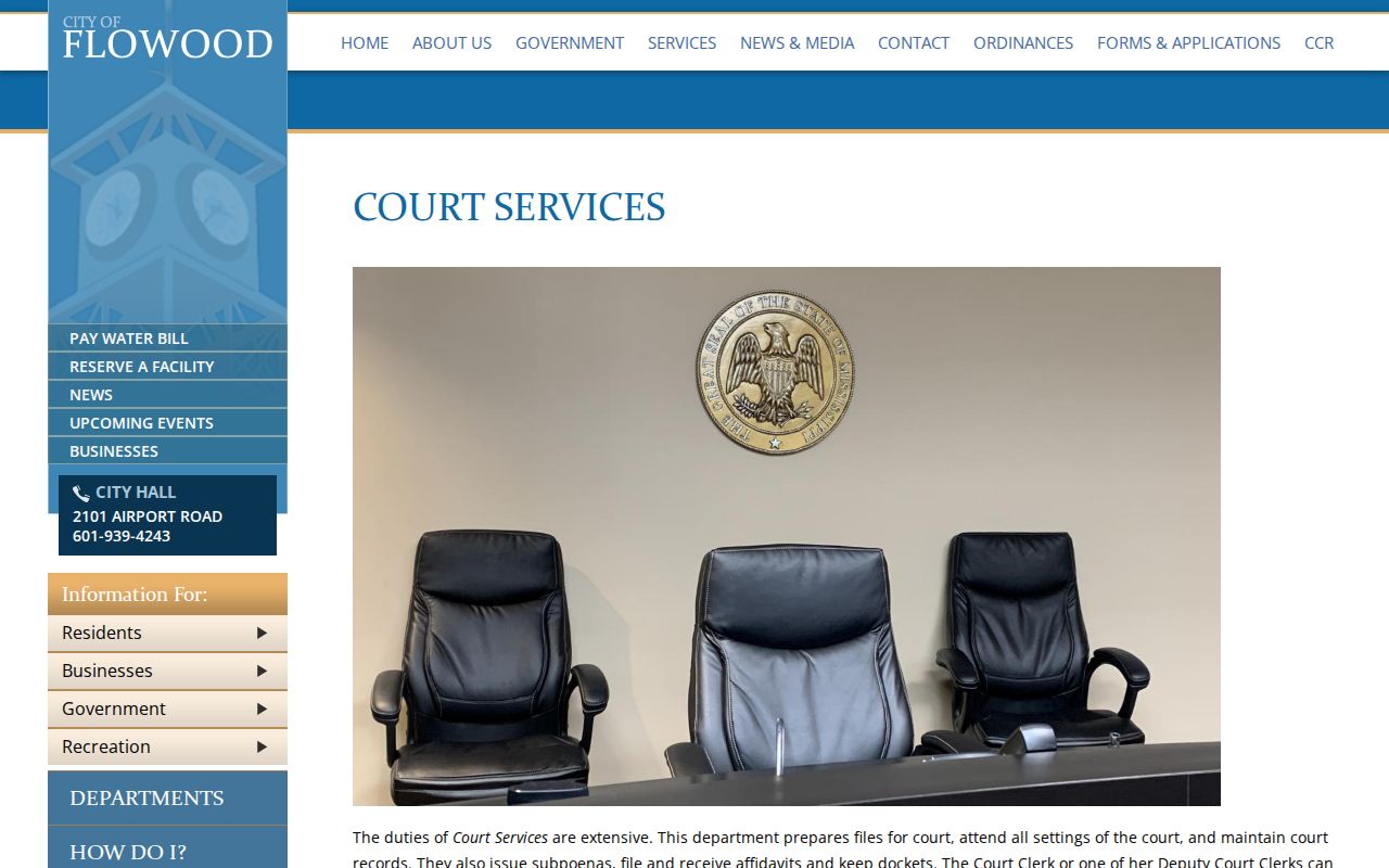Flowood Court Services official duties and contact page