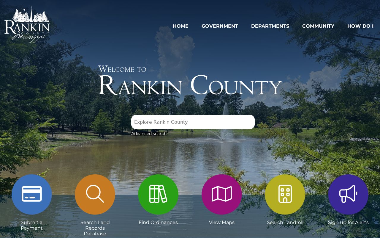 Official Rankin County government navigation and departments